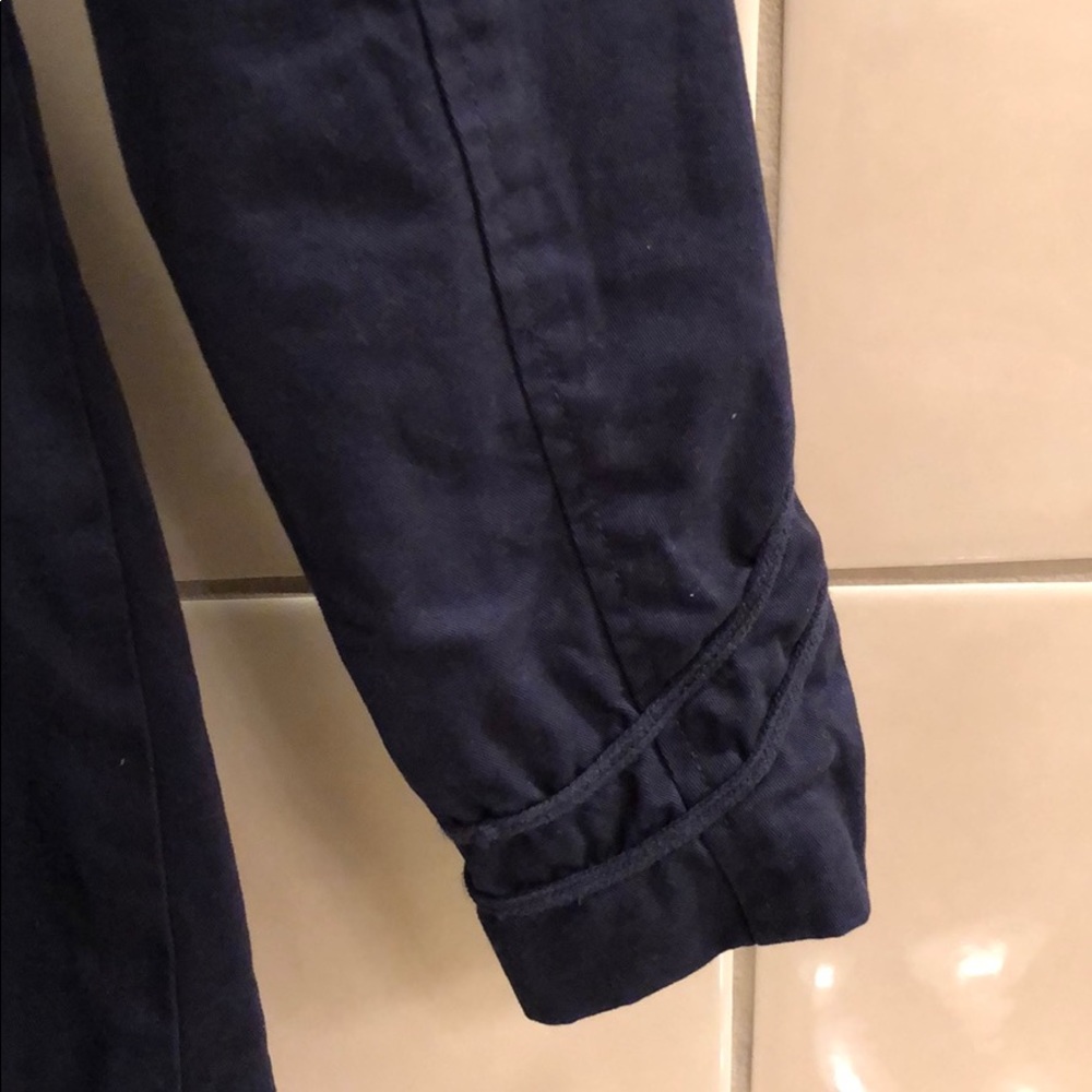 New Zara navy military tailored band jacket pea coat cotton trench blazer jacket - Picture 8 of 8